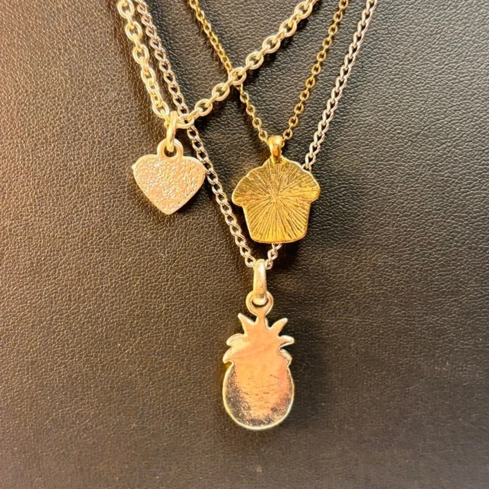 Necklace Set Multicolor Pineapple Cupcake Heart Kidcore Boho Y2K Streetwear 3pc